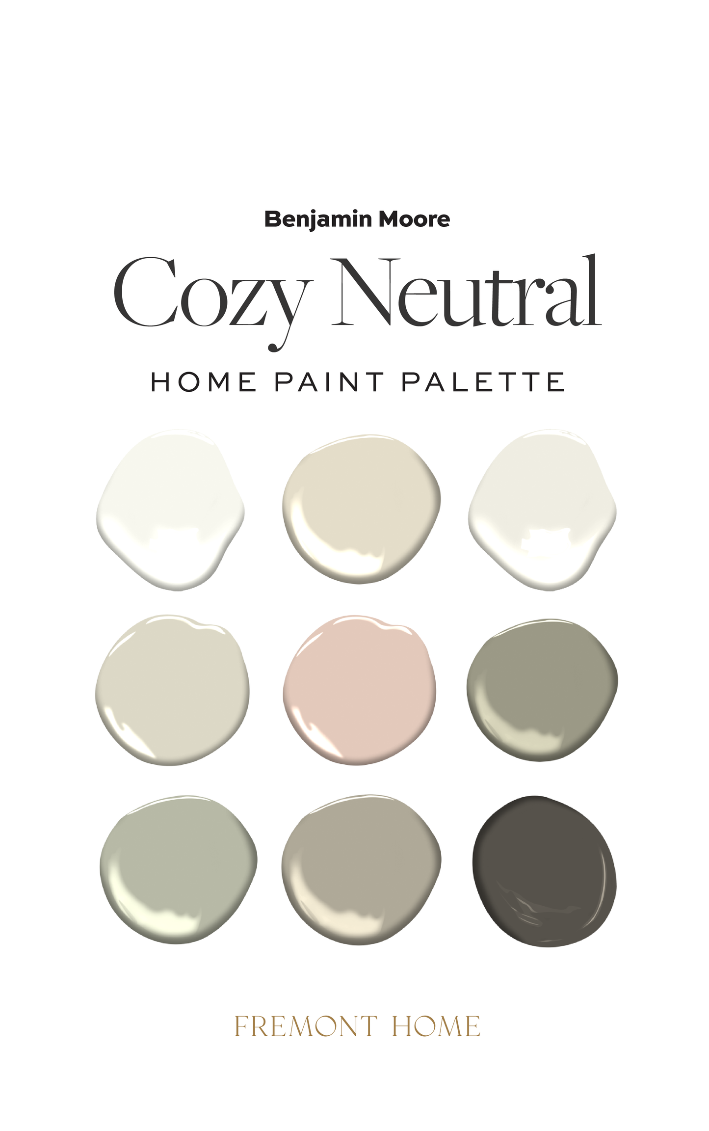 Benjamin Moore Cozy Neutral Home Paint Color Palette