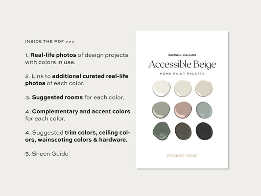 Sherwin Williams Accessible Beige Home Paint Color Palette