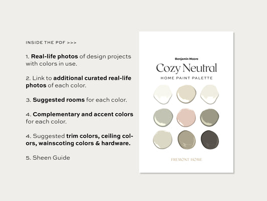 Benjamin Moore Cozy Neutral Home Paint Color Palette