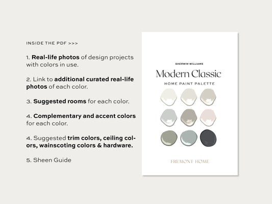 Sherwin Williams Modern Classic Home Paint Color Palette
