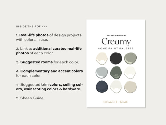 Sherwin Williams Creamy Home Paint Color Palette