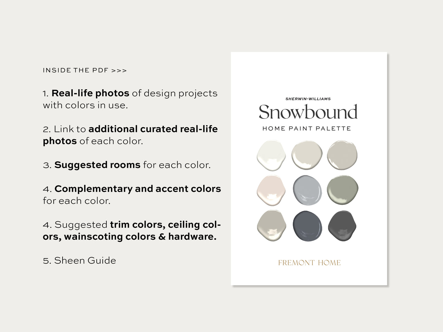 Sherwin Williams Snowbound Home Paint Color Palette