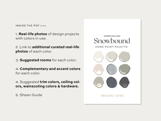 Sherwin Williams Snowbound Home Paint Color Palette