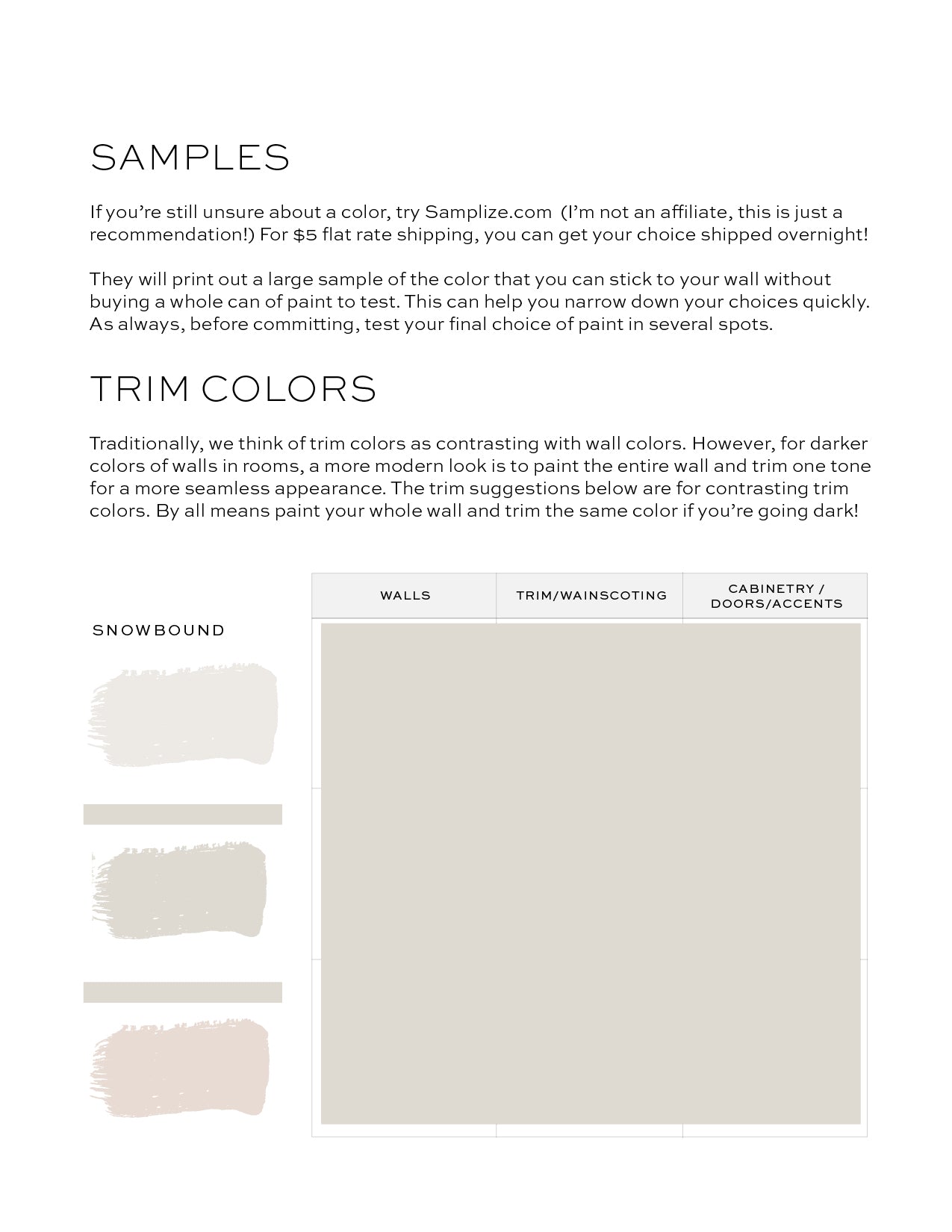 Sherwin Williams Snowbound Home Paint Color Palette