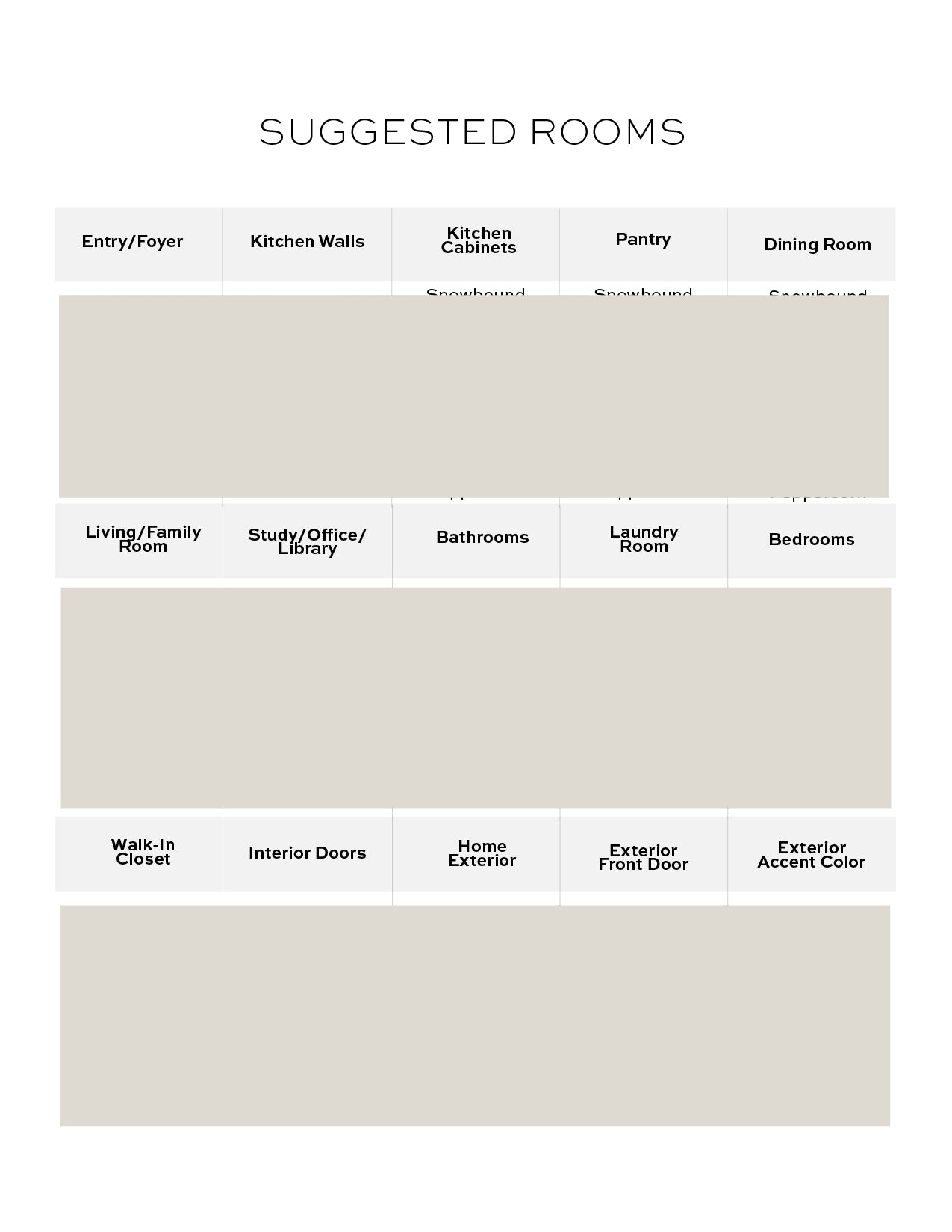 Sherwin Williams Snowbound Home Paint Color Palette